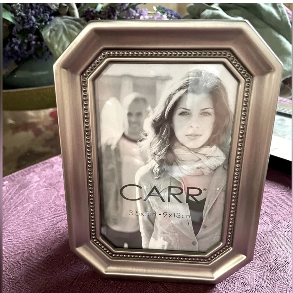 NWT Vintage Antique Carr 3.5”x 5” Boho Metal beaded table top Picture Frame